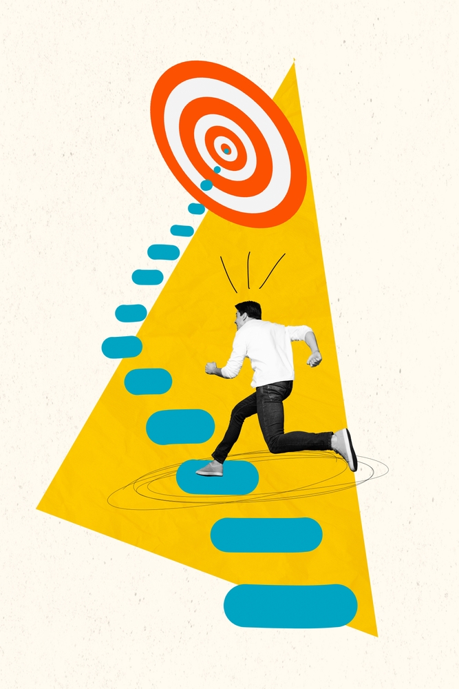 Vertical,Composite,Collage,Advertisement,Target,Ambition,Reach,Strategy,Climb,Stairs
